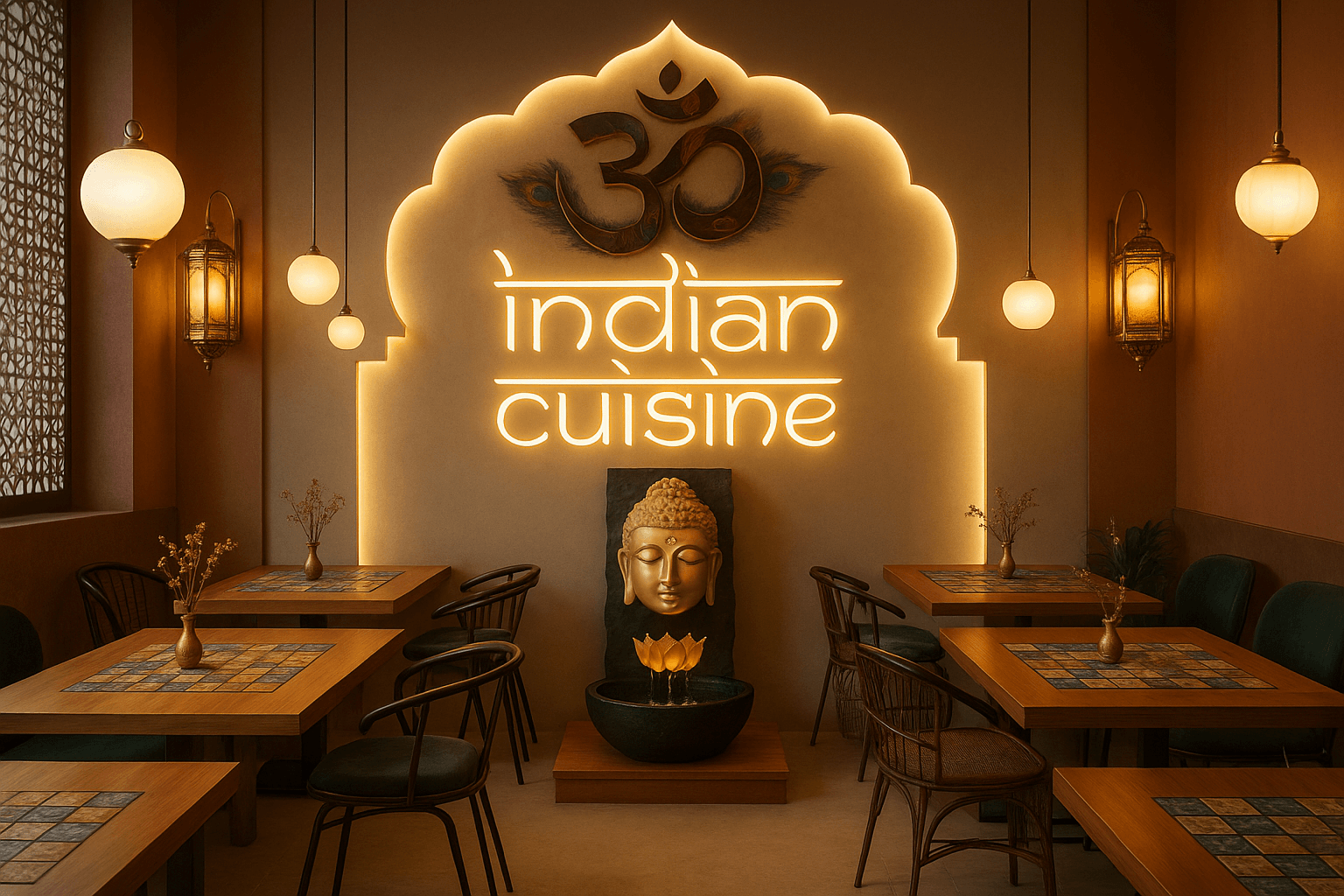 Restaurante Indio con detalles tranquilos
