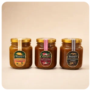 Combo x3 de chutneys pequeños Bonnie’s by Santa Masala de 120 g a elección.