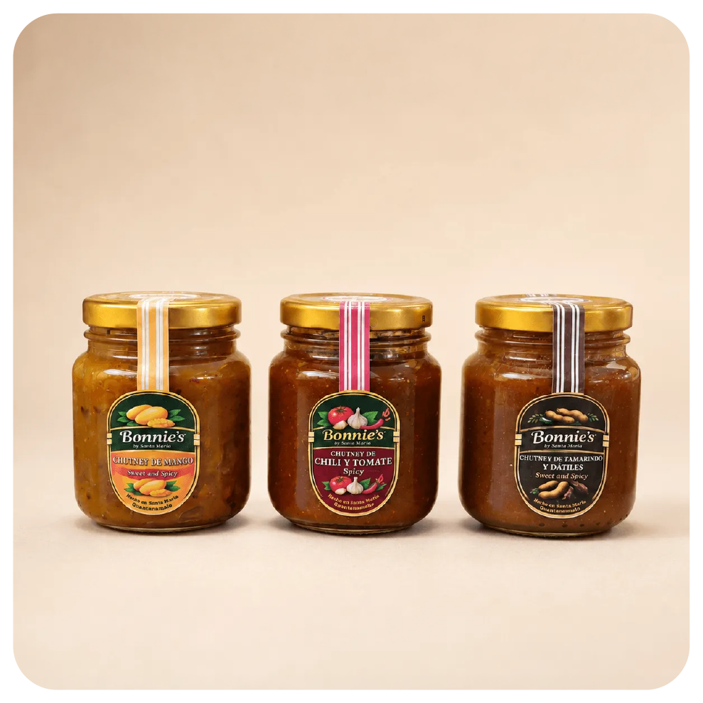 Combo x3 de chutneys pequeños Bonnie’s by Santa Masala de 120 g a elección.