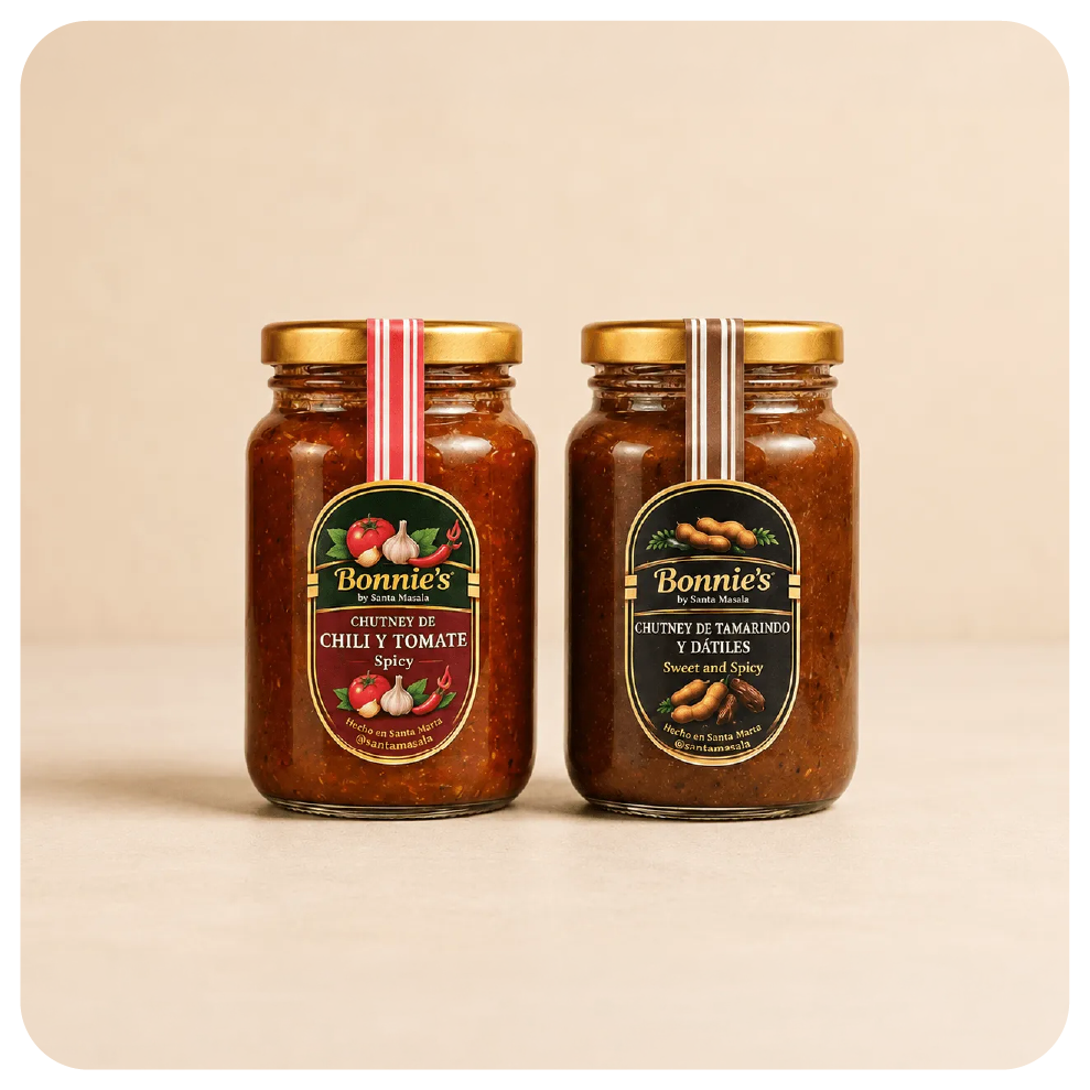 Combo x2 de chutneys Bonnie’s by Santa Masala en frascos de 240 g a elección.