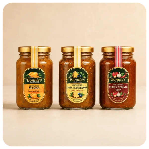 Combo x3 de chutneys artesanales Bonnie’s by Santa Masala de 240 g a elección.