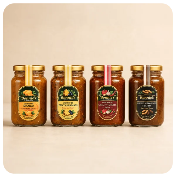 combo-x4-chutneys-240g-eleccion Combo x4 de chutneys Bonnie’s by Santa Masala en presentaciones grandes de 240 g.